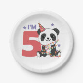 Vijfde verjaardag Panda voor kinderen 5 jaar papie Papieren Bordje (Voorkant)