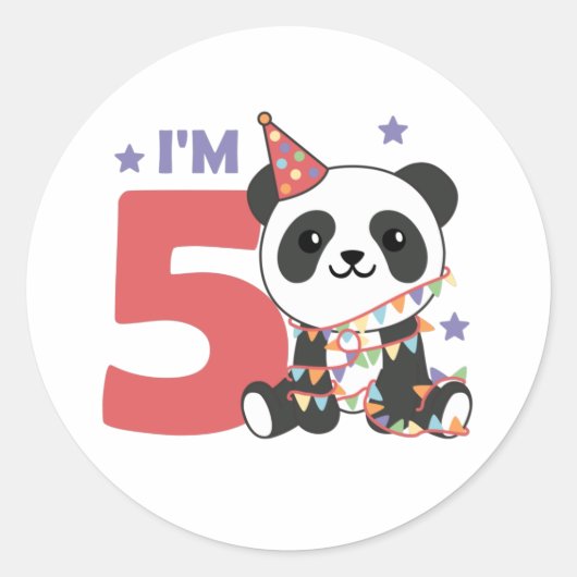 vijfde verjaardag panda voor kinderen van 5 jaar k ronde sticker (Voorkant)