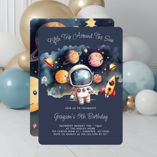 Vijfde Verjaardag Party Outerspace Planets Kaart