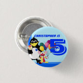 Vijfde verjaardag ronde button 3,2 cm (Voorkant /achterkant)