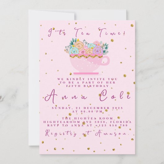 Vijfde Verjaardag Tea Party Elegant & Sweet verjaa Kaart (Voorkant)