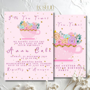 Vijfde Verjaardag Tea Party Elegant & Sweet verjaa Kaart