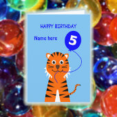 Vijfde verjaardag tijger voegt naam blauw toe kaart