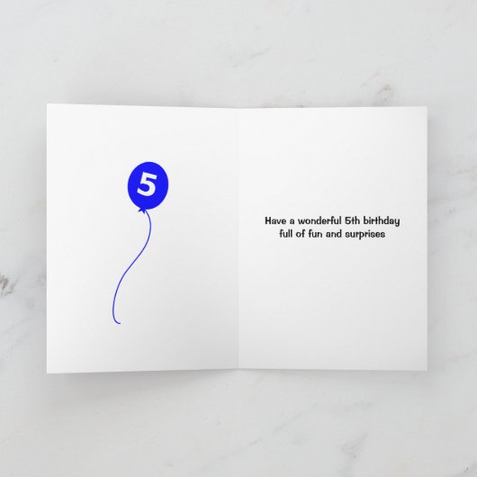 Vijfde verjaardag tijger voegt naam blauw toe kaart (Binnen)