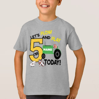 Vijfde verjaardag tractor - boerderij op de derde t-shirt