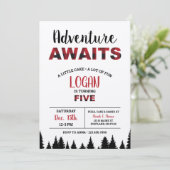 Vijfde verjaardag uitnodiging avontuur wacht (Staand voorkant)