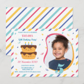 Vijfde verjaardag uitnodiging met foto informatiekaartje (Voorkant / Achterkant)