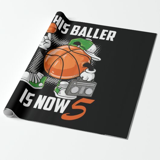 Vijfde verjaardag van de Basketball Player Funny 5 Cadeaupapier (Uitgerold)