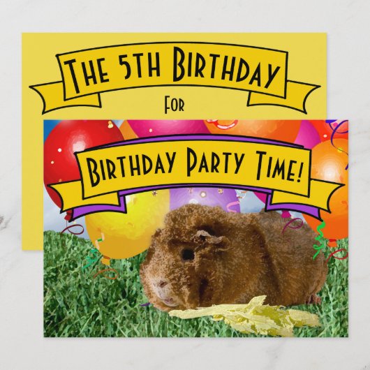 Vijfde verjaardag van de Cavia van het Kind Kaart (Voorkant / Achterkant)