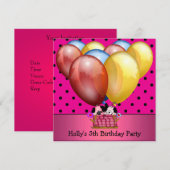 Vijfde verjaardag van de Dogs-ballonnen Blauwe Gel Kaart (Voorkant / Achterkant)