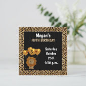 Vijfde verjaardag van de Golden Cheetah Print Kaart (Staand voorkant)