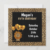 Vijfde verjaardag van de Golden Cheetah Print Kaart (Voorkant)