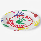 Vijfde verjaardag van de kleurrijke handdruk papieren bordje (Gekanteld)