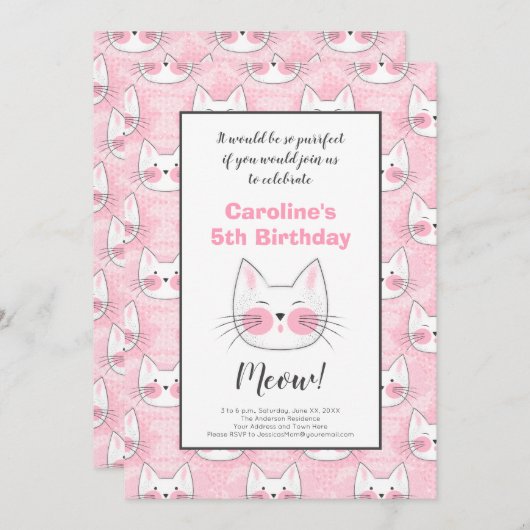 Vijfde verjaardag van de meisjesroze keukens aankondiging (Voorkant / Achterkant)