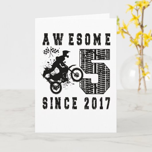 Vijfde verjaardag van Gift Dirt Bike Boy geboren i Kaart (Gele Bloem)