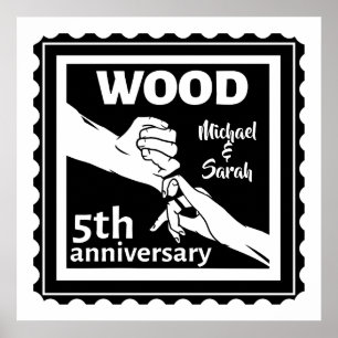 Vijfde verjaardag van het huwelijk met traditionel poster