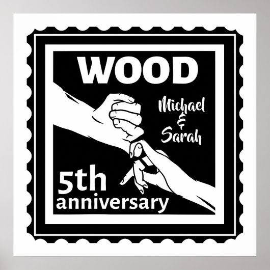 Vijfde verjaardag van het huwelijk met traditionel poster (Voorkant)