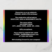 Vijfde verjaardag van het Vuurwerk — Fun, Colorful Folie Uitnodiging (Achterkant)