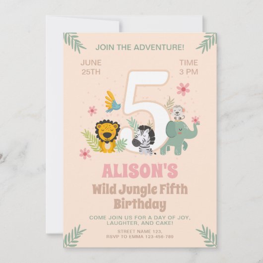 Vijfde verjaardag van het wilde Oerwoud Kaart (Voorkant)