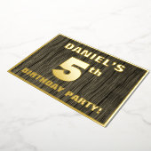 Vijfde verjaardag: Vet, Faux Hood Grain Pattern Folie Uitnodiging (Gedraaid)