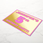 Vijfde verjaardag: Vet, Fun, Roze Stripes # 5 Folie Uitnodiging (Gedraaid)