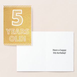 vijfde verjaardag - vette "5 JAAR OUD"! Gold Foil  Folie Kaarten