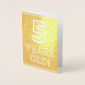 vijfde verjaardag - vette "5 JAAR OUD"! Gold Foil  Folie Kaarten (Voorkant)