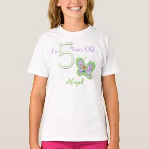 Vijfde verjaardag vlinder t-shirt