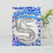 Vijfde Verjaardag Zilver en Blauwe Leeftijd 5 Jong Kaart (Staand voorkant)