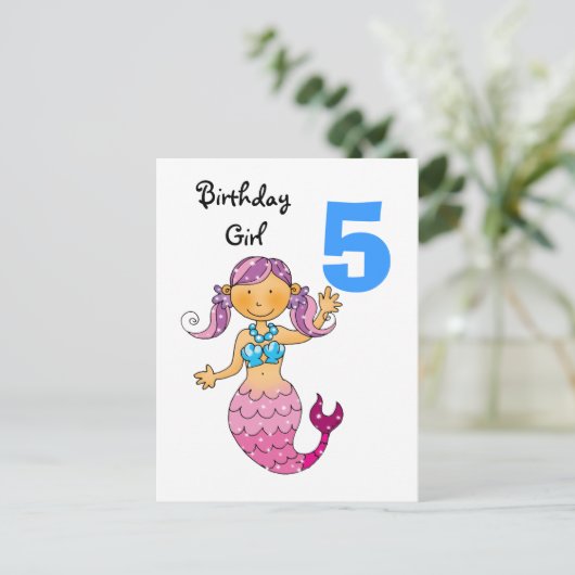 vijfde verjaardagscadeau voor een meisje, schattig briefkaart (Staand voorkant)