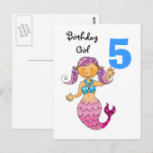 vijfde verjaardagscadeau voor een meisje, schattig briefkaart (Voorkant / Achterkant)