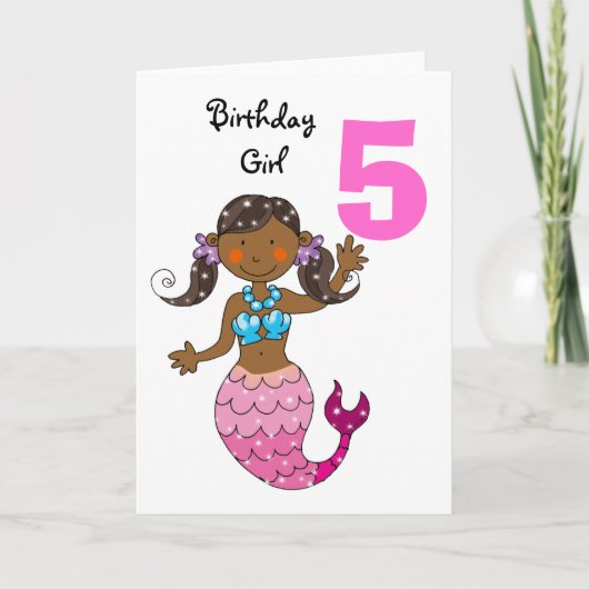 vijfde verjaardagscadeau voor een meisje, schattig kaart (Voorkant)