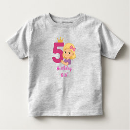 Vijfde verjaardagskroon voor Schattige meisje Kinder Shirts