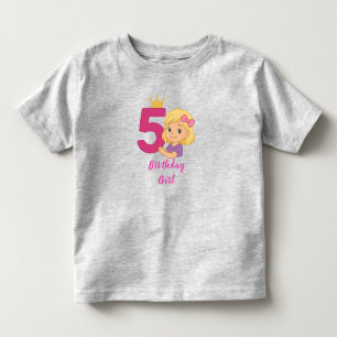 Vijfde verjaardagskroon voor Schattige meisje Kinder Shirts