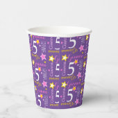 vijfde verjaardagsster aangepast paars roze kinder papieren bekers (Rechts)