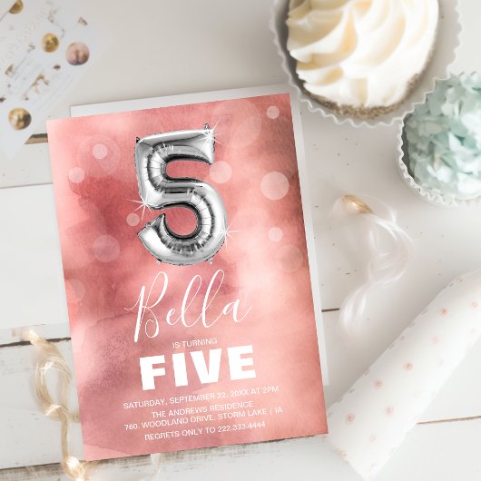 Vijfde vogelballon | Roze Partij Kaart