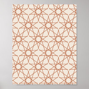 Vijfdelige stergeometrie in terracotta en ivoor poster