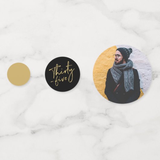 Vijfendertig | Goud & Zwart 35e verjaardag Party Confetti (Achterkanten)