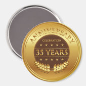 Vijfendertig jaar Jubileum gouden medaille Magneet (Voorkant / Achterkant)