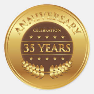 Vijfendertig jaar Jubileum gouden medaille Ronde Sticker
