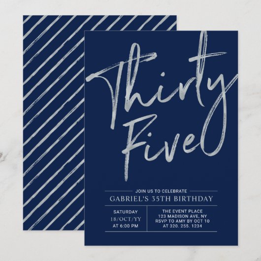Vijfendertig | Zilveren en zeemacht 35e verjaardag Kaart (Voorkant / Achterkant)