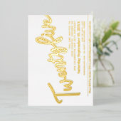 Vijfentwintig 25e 'Birthday party white gold scrip Folie Uitnodiging (Staand Voorkant)