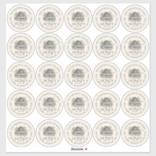 Vijfentwintig 2,5-inch Honey Mason Jar Cat Labels 