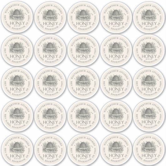 Vijfentwintig 2,5-inch Honey Mason Jar Cat Labels (Voorkant)