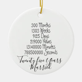 Vijfentwintig jaar getrouwd Jubileum 25e bruiloft Keramisch Ornament