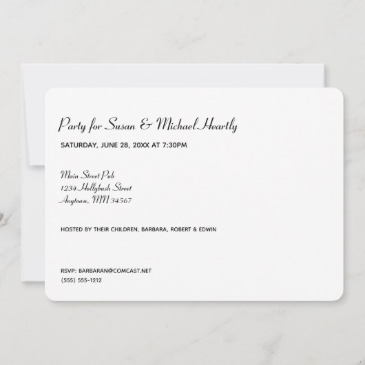 Vijfentwintig met informatie over achteraan uitnod kaart (Achterkant)