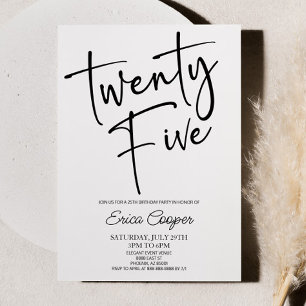 Vijfentwintig minimale elegante 25ste verjaardagsf kaart