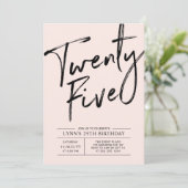 Vijfentwintig | Moderne roze 25e verjaardag Kaart (Staand voorkant)