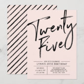 Vijfentwintig | Moderne roze 25e verjaardag Kaart (Voorkant / Achterkant)