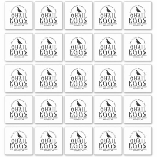 Vijfentwintig Transparant of Wit Kwartel Ei Karton Sticker (Voorkant)